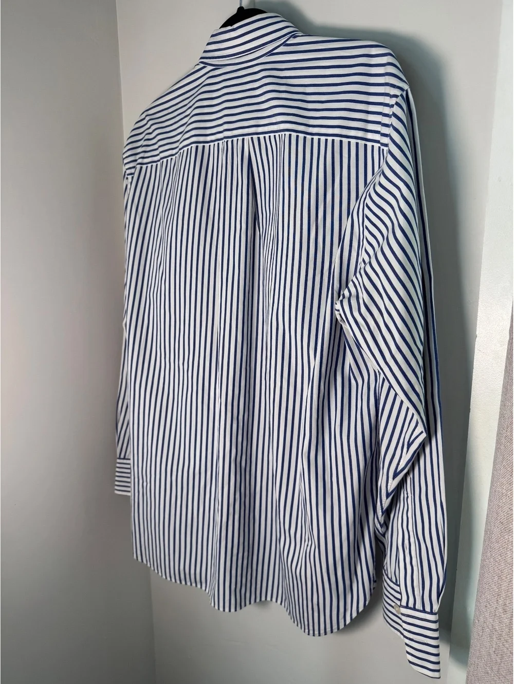 J.Crew 80’s 2-Ply 100% Cotton Blue White Stripe Button Down Shirt Made Mauritius